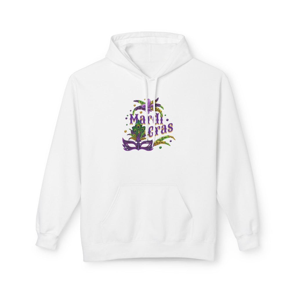 Mardi Gras Mask Hoodie — Purple Green Gold Carnival Pullover