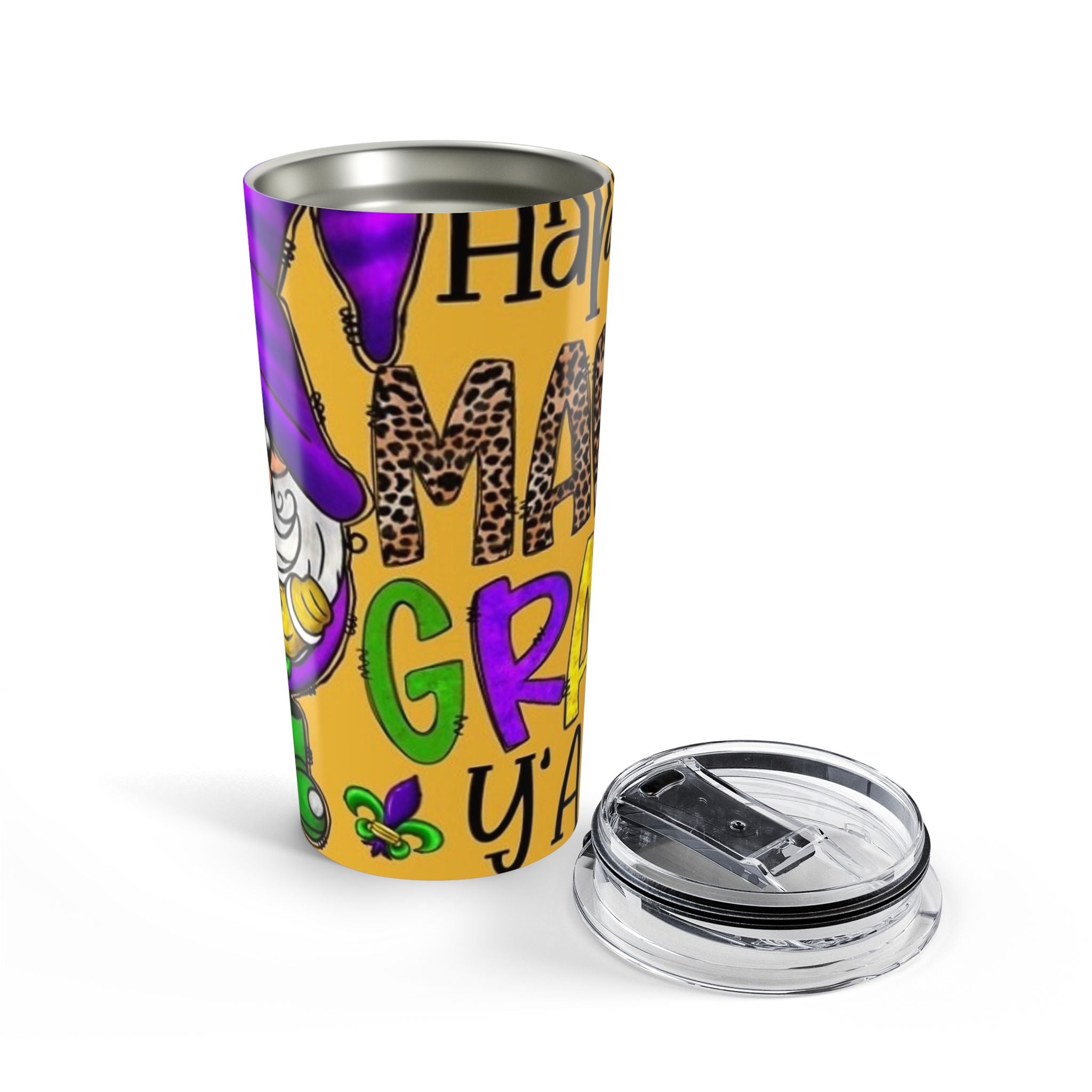 Mardi Gras Gnome 20oz Tumbler — Funny Beaded Parade Travel Cup