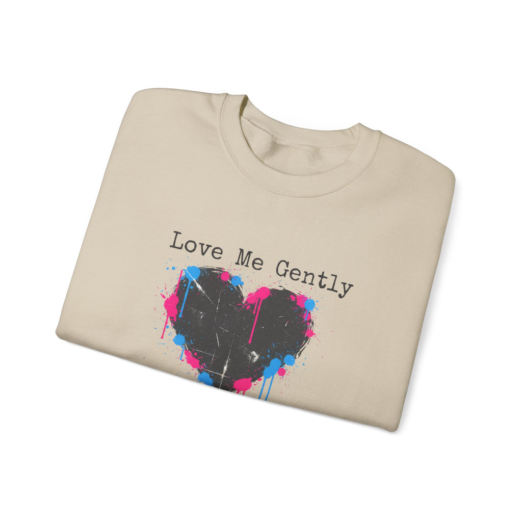 Love Me Gently Grunge Heart Sweatshirt | punk heart design, distressed love