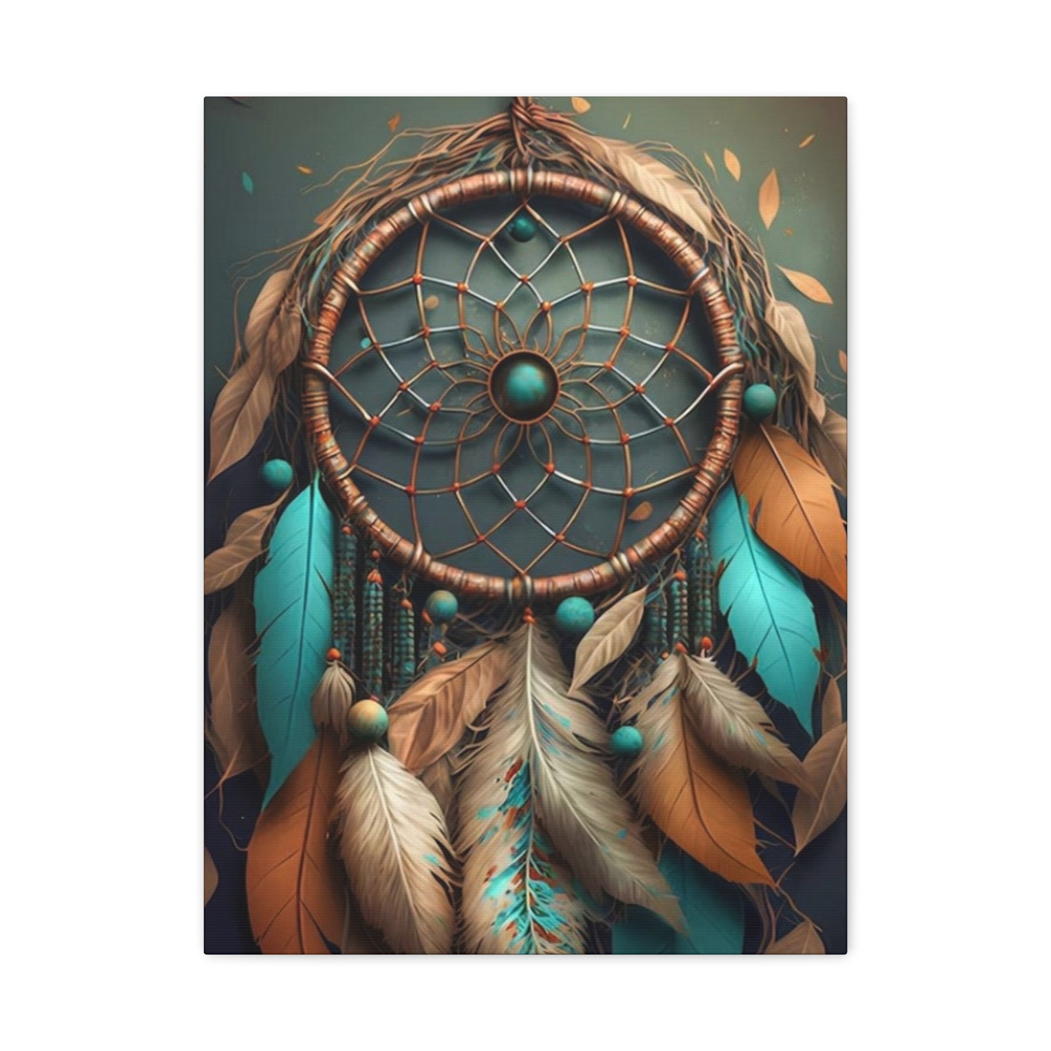Dreamcatcher Wall Canvas – Boho Feather Art Print