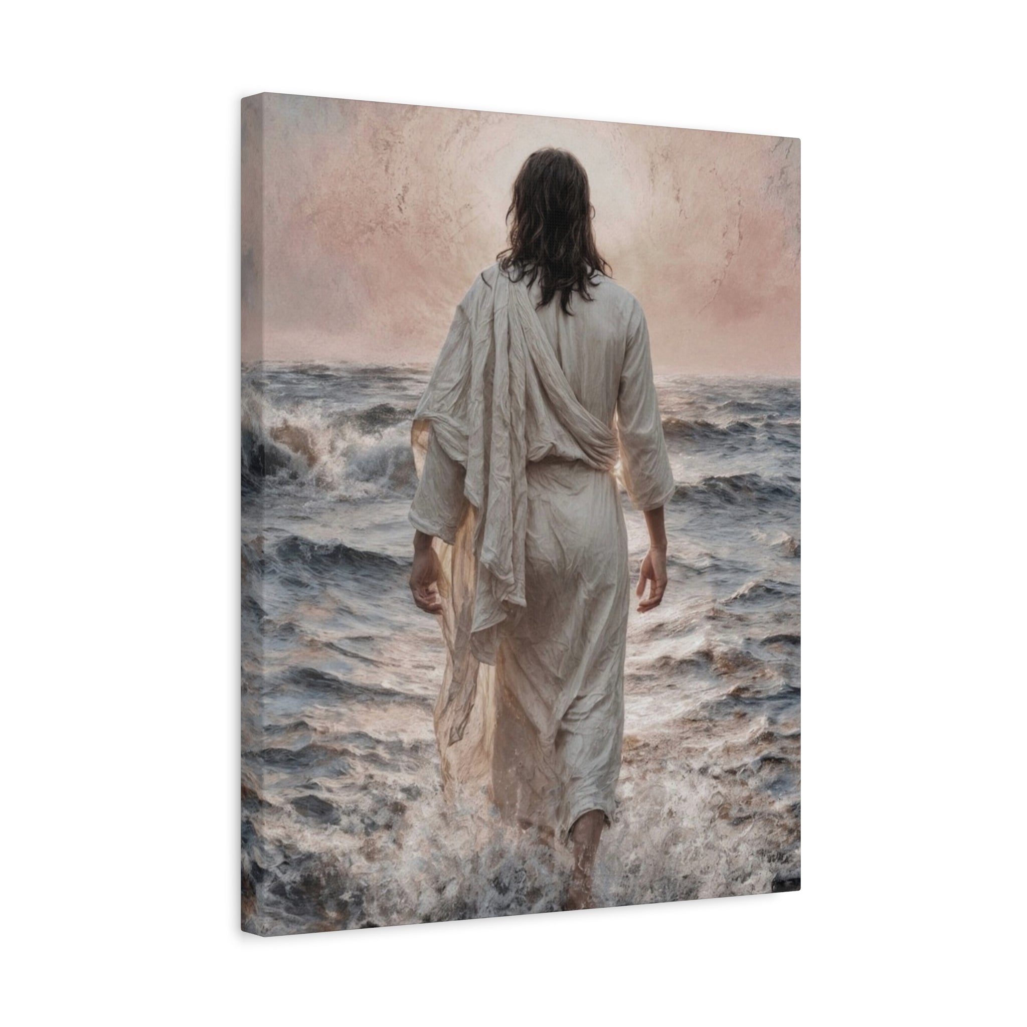 Jesus Walking on Water Matte Canvas Print