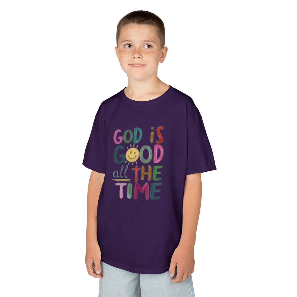 Kids Tee — "God Is Good All The Time" Colorful Faith Graphic