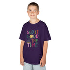 Kids Tee — "God Is Good All The Time" Colorful Faith Graphic