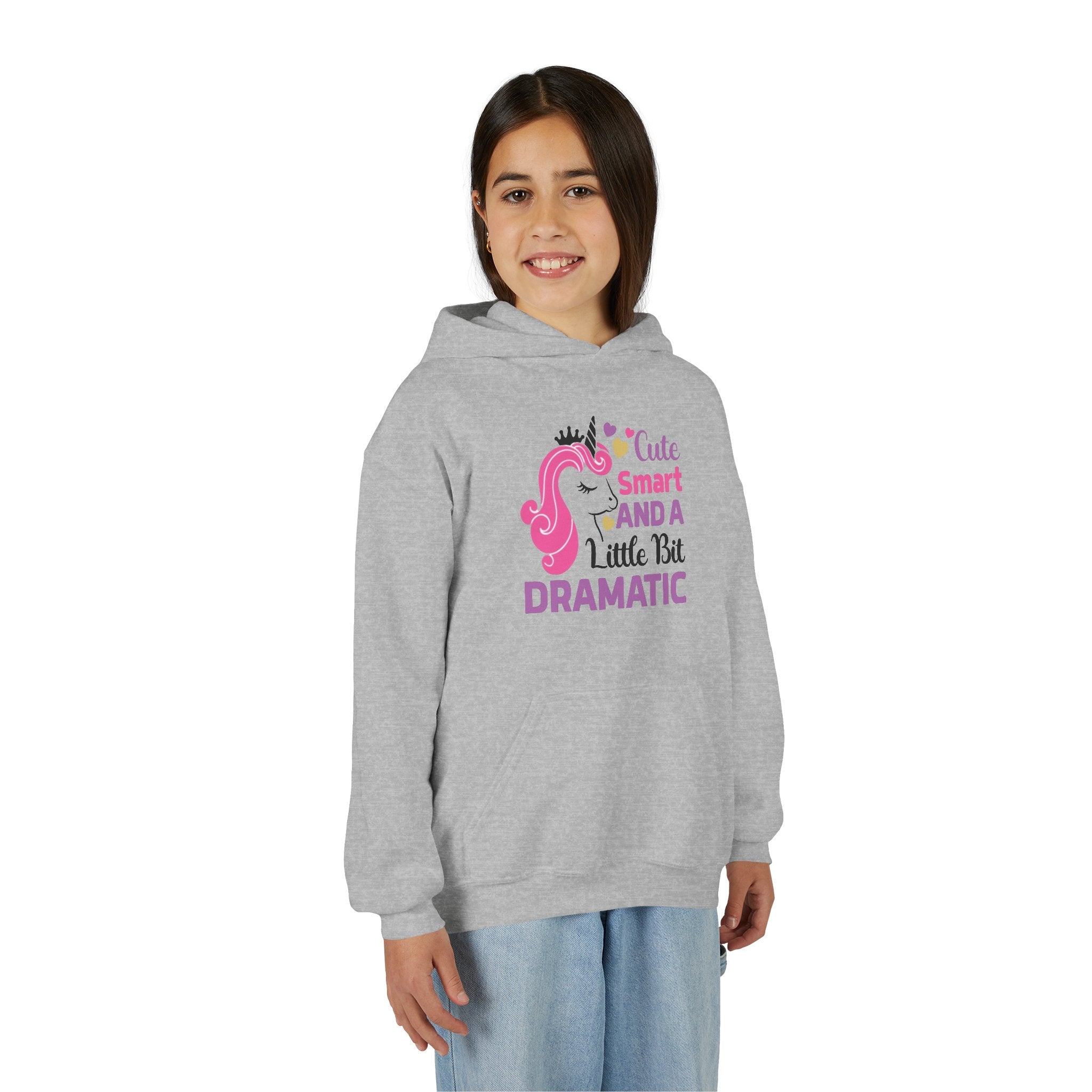 Youth Hoodie - "Cute Smart and a Little Bit Dramatic" Unicorn Pullover