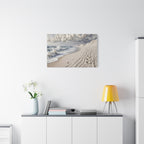 Coastal Serenity Matte Canvas Wall Art — Ocean Waves & Sandy Footprints