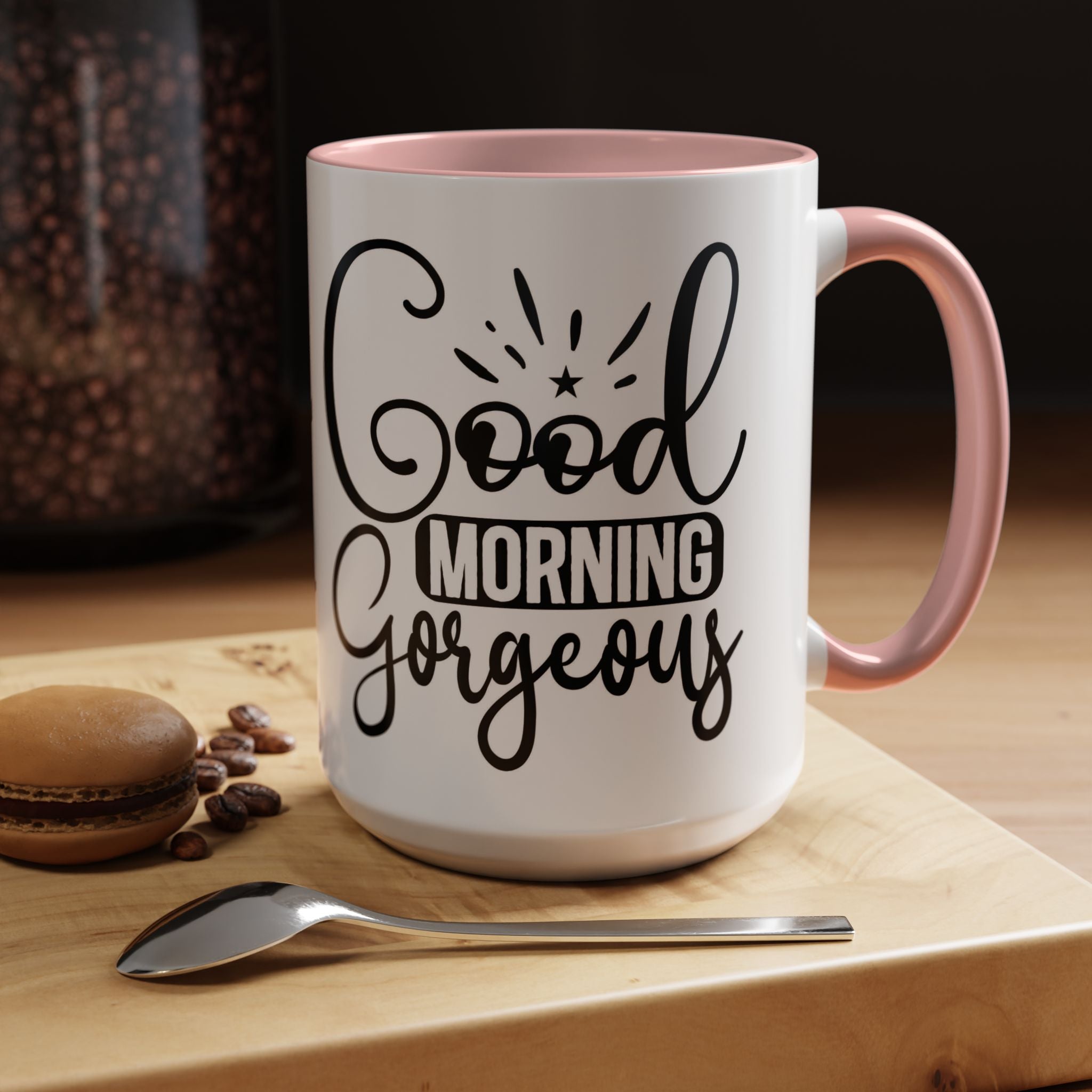 Good Morning Gorgeous Accent Coffee Mug – 11/15oz Pink Interior
