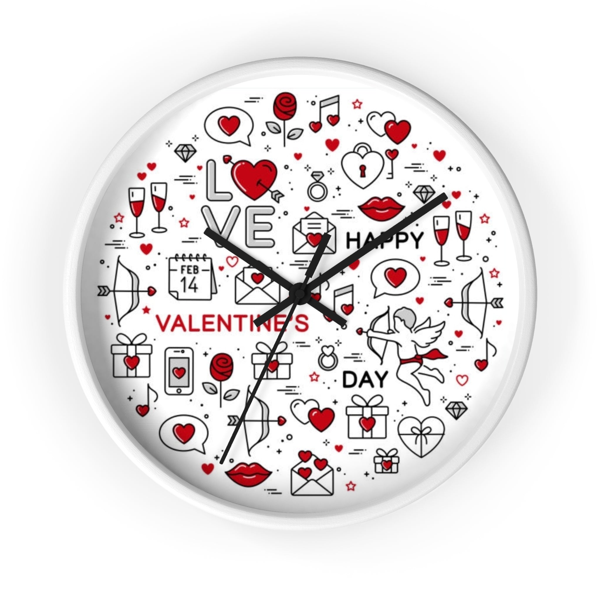 Valentine's Day Wall Clock — Love Icons Decorative Clock