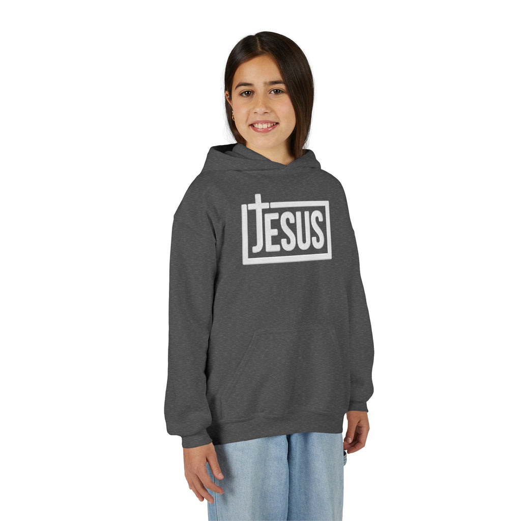 Youth Jesus Hoodie — Christian Faith Pullover with Cross Logo