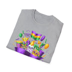 Mardi Gras Carnival T-Shirt — Festive Mask, Beads & Balloon Design