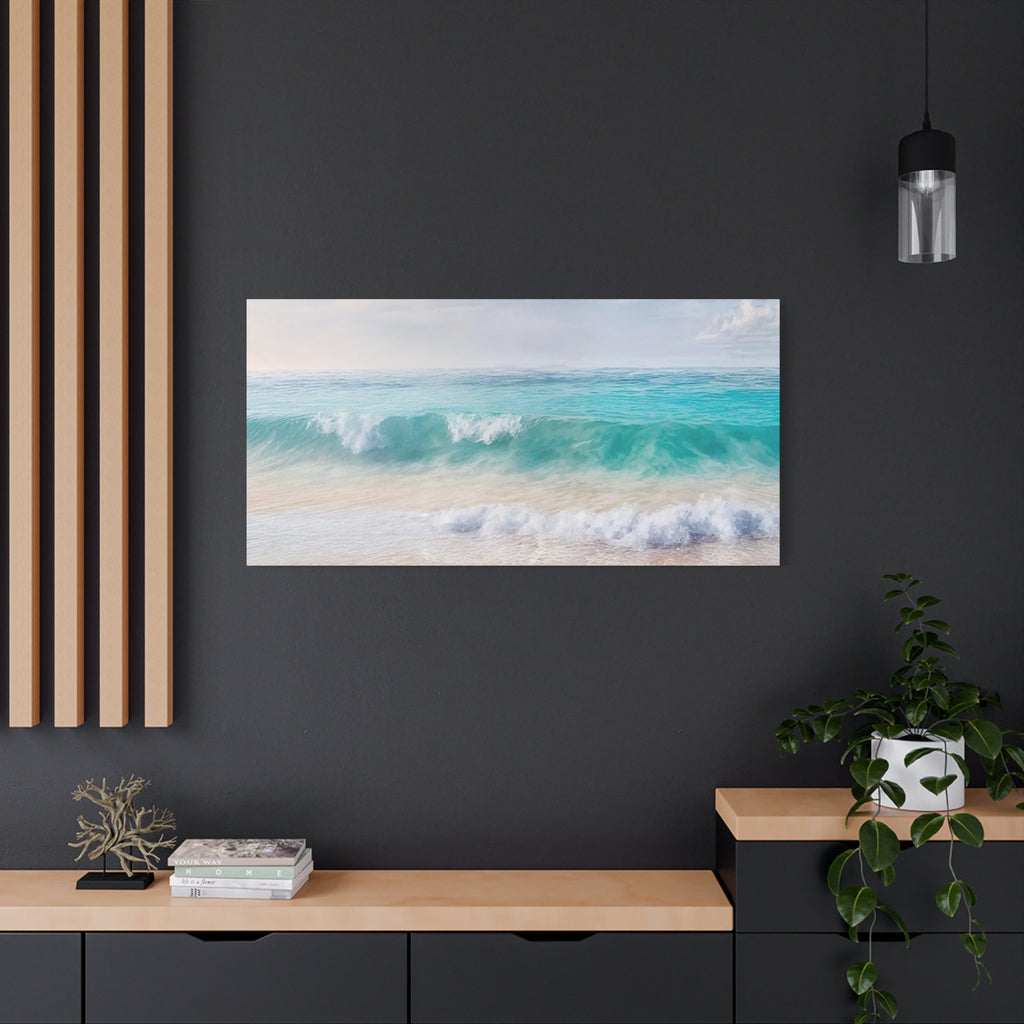 Seaside Waves Matte Canvas Print — Tranquil Beach Wall Art, Stretched 1.25"