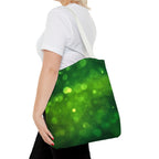 Green Bokeh Tote Bag — Sparkling Nature-Inspired All-Over Print Tote