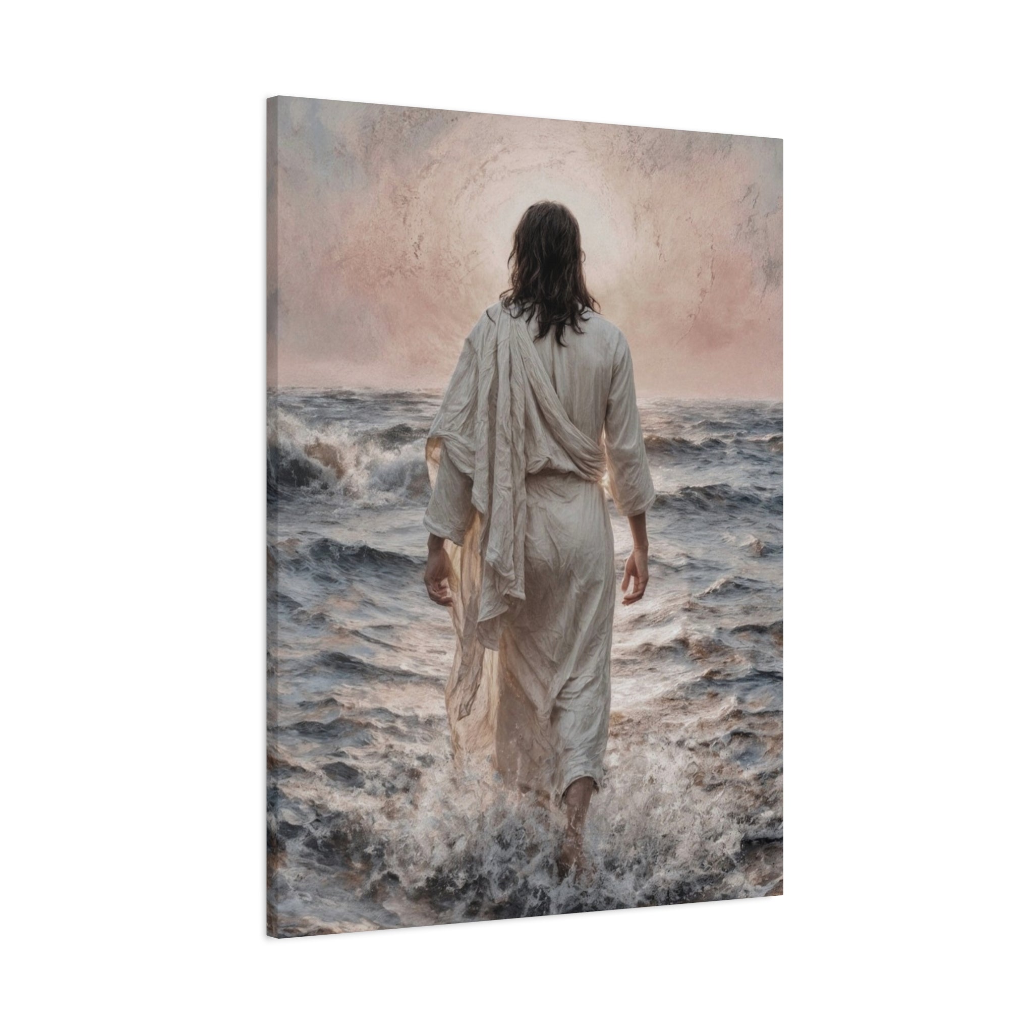 Jesus Walking on Water Matte Canvas Print