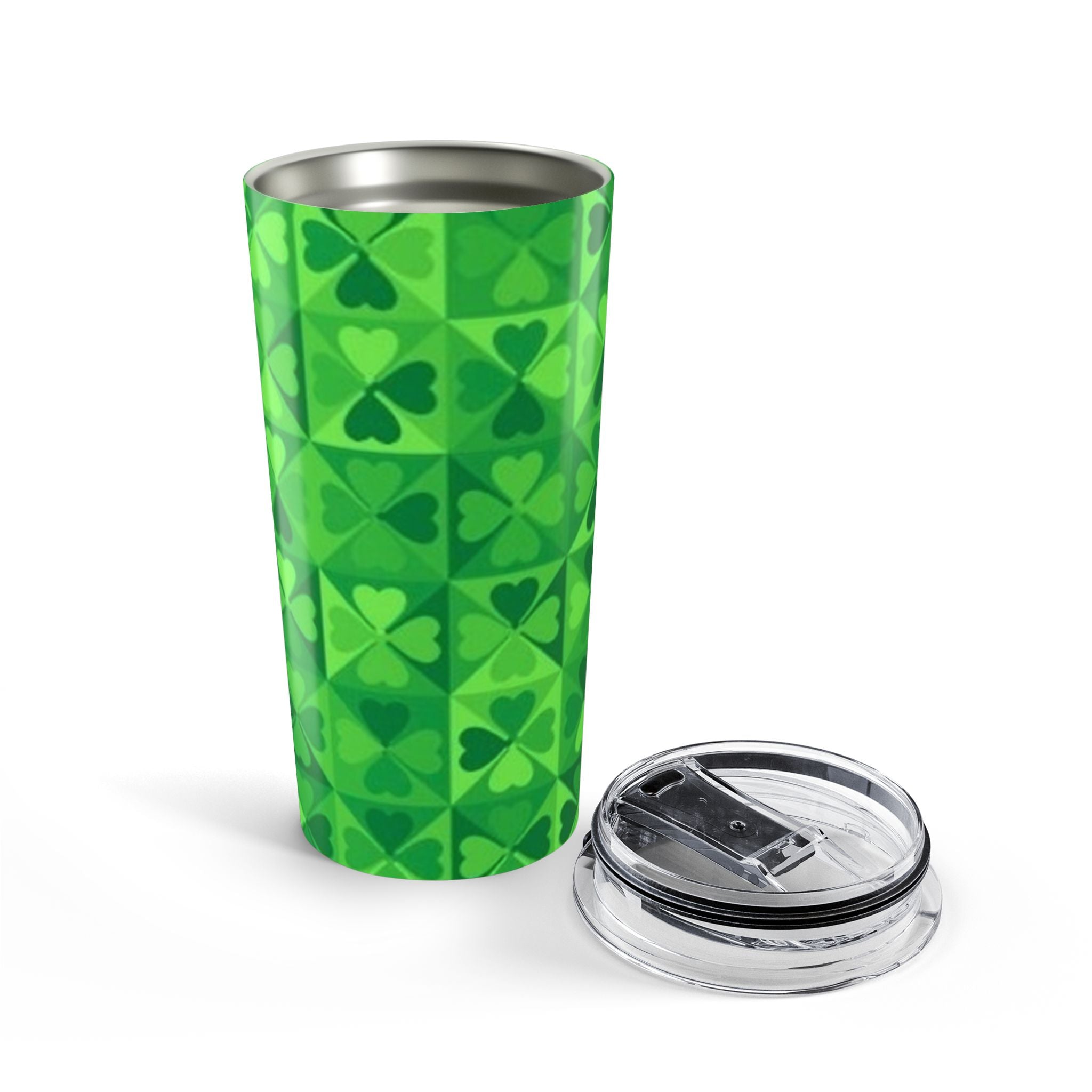 St. Patrick's Day Shamrock 20oz Tumbler – Green Clover Pattern Travel Cup