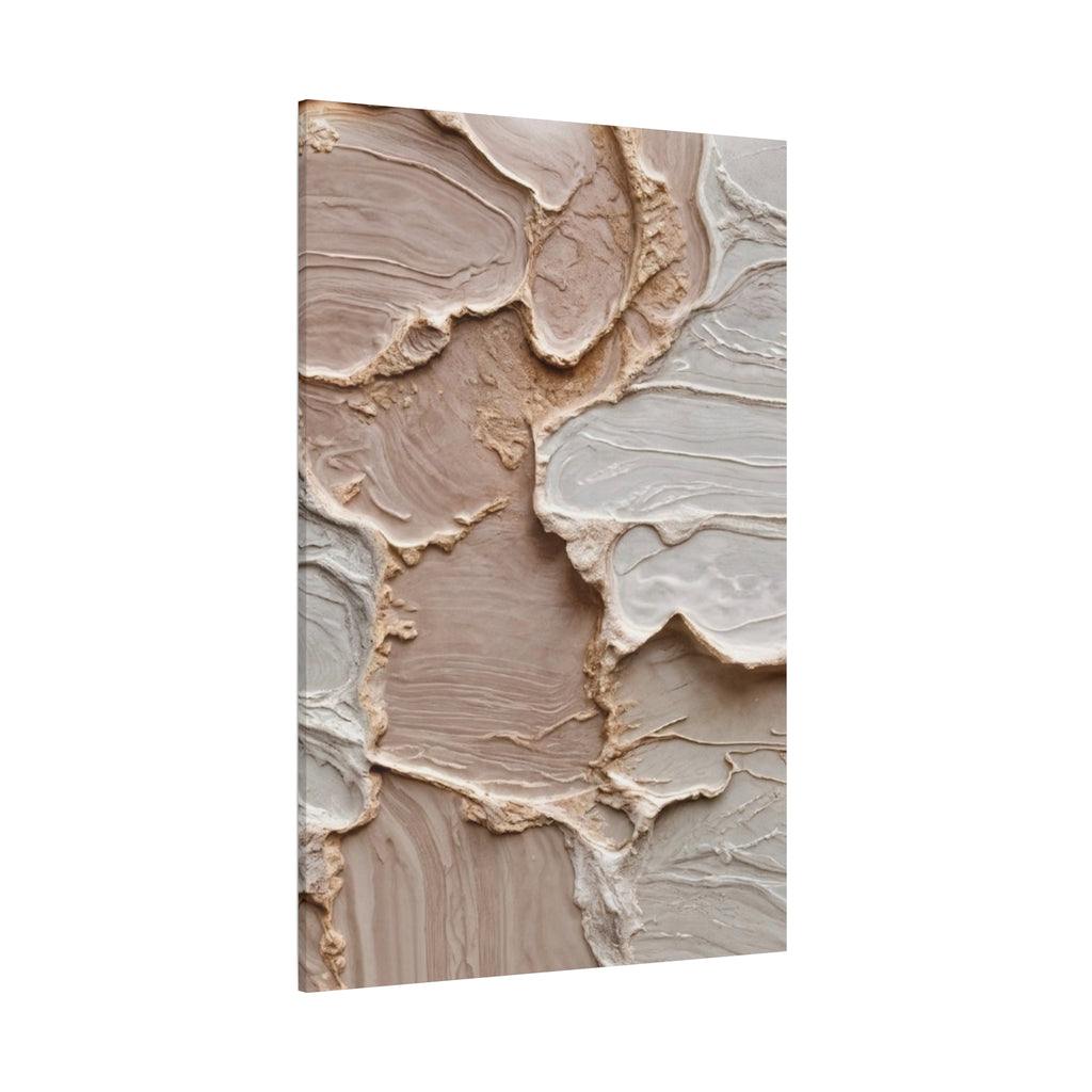 Neutral Textured Abstract Canvas Print — Beige & Cream Wall Art, Matte Stretched 1.25"