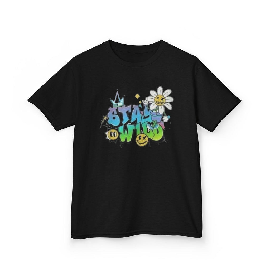 Kids Tee — "Stay Wild" Graffiti Daisy Graphic