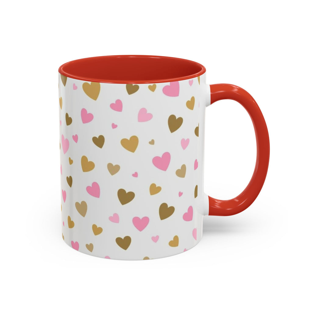 Pink & Gold Heart Accent Coffee Mug — Romantic Valentine’s Tea & Coffee Cup