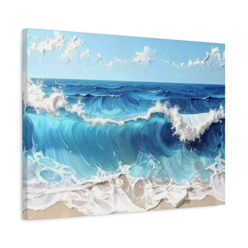 Ocean Waves Matte Canvas Wall Art — Blue Seascape Stretched Canvas