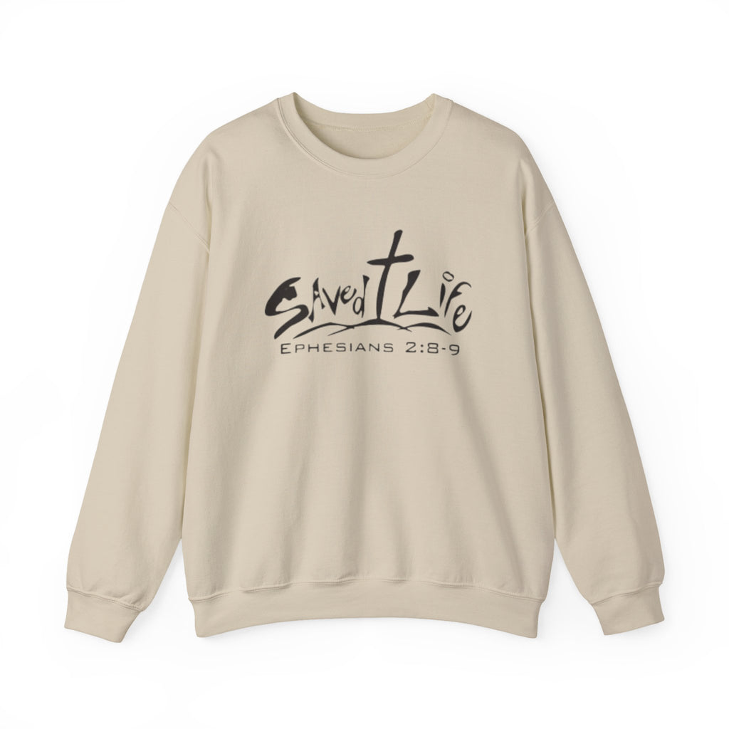 Christian 'Saved Life' Crewneck Sweatshirt — Ephesians 2:8-9 Faith Pullover