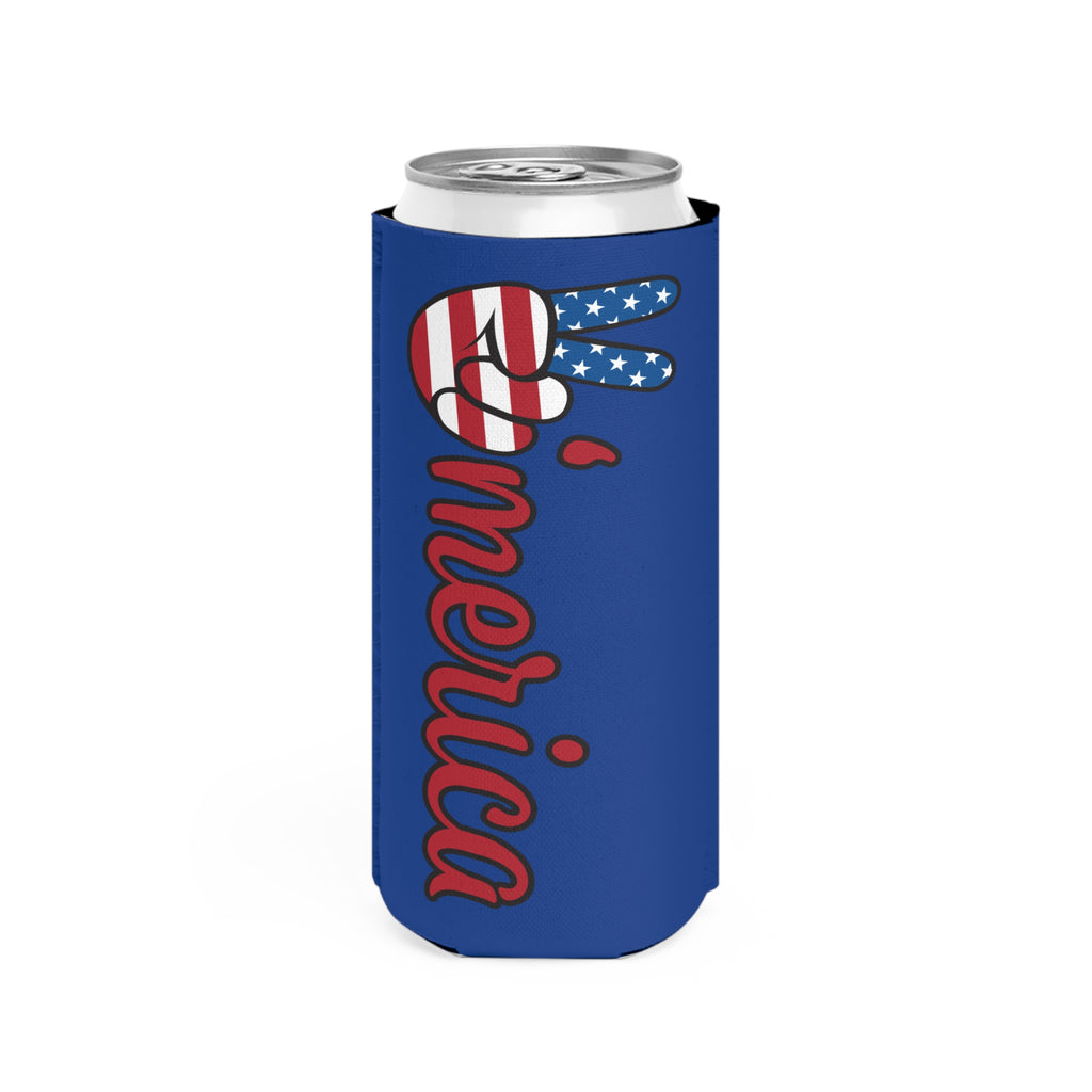 Slim Can Cooler — 'Merica Patriotic Peace Sign Design (4th of July, Memorial Day)