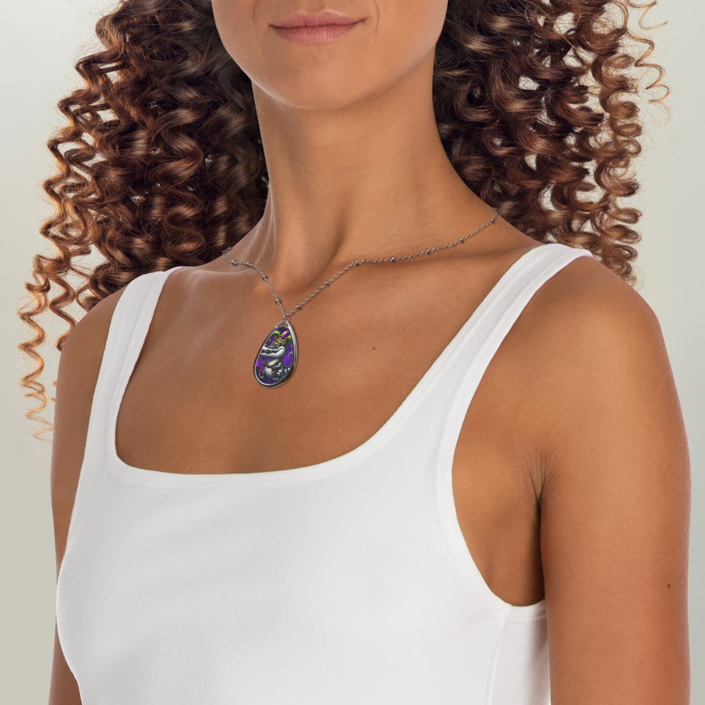 Mardi Gras Alligator Oval Necklace