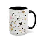 Heart Garland Accent Coffee Mug — Pink & Gold Valentine Ceramic