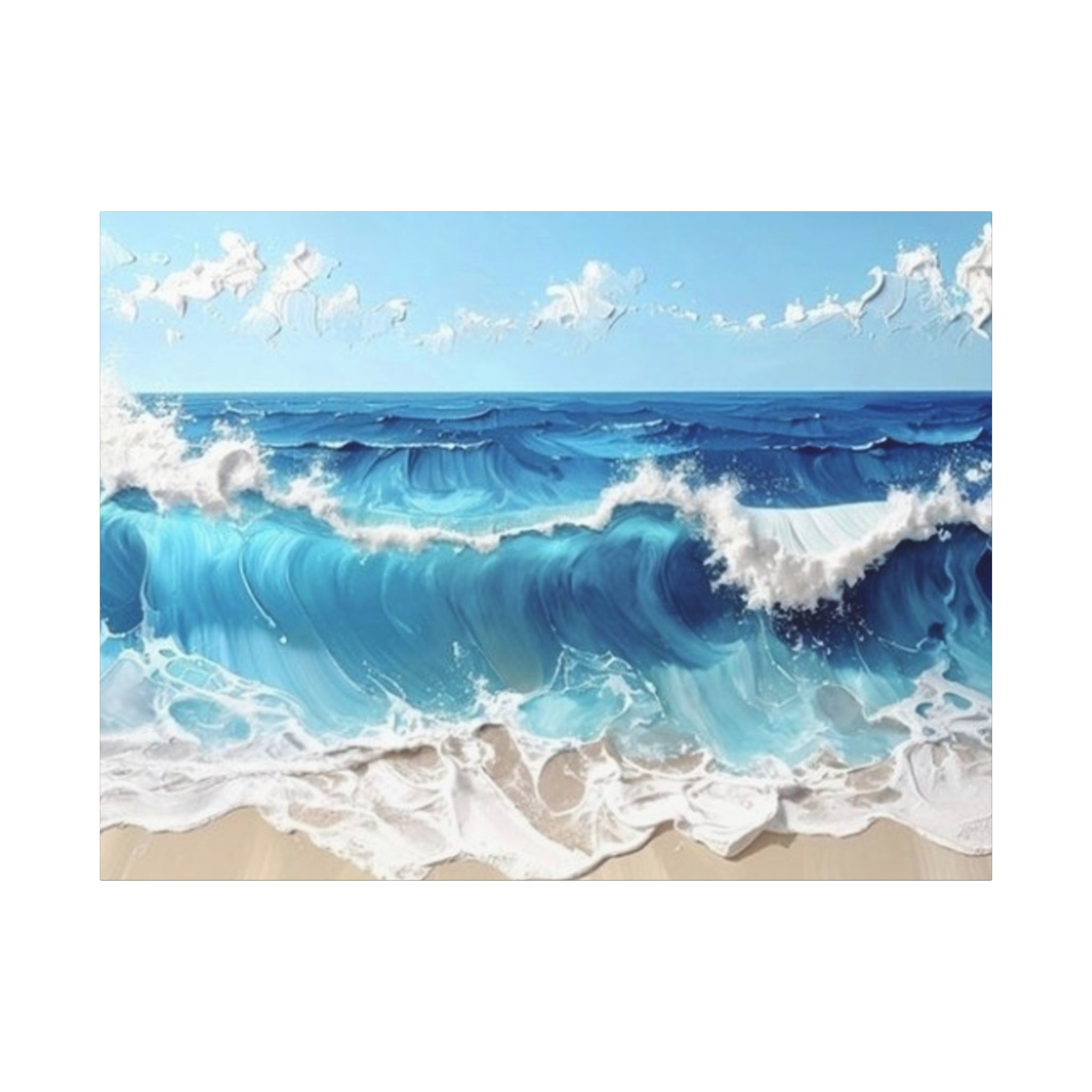 Ocean Waves Matte Canvas Wall Art — Blue Seascape Stretched Canvas