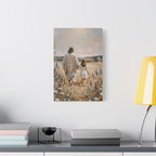 Jesus and Child Walking in Field Canvas Art - Religious Wall Decor