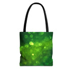 Green Bokeh Tote Bag — Sparkling Nature-Inspired All-Over Print Tote