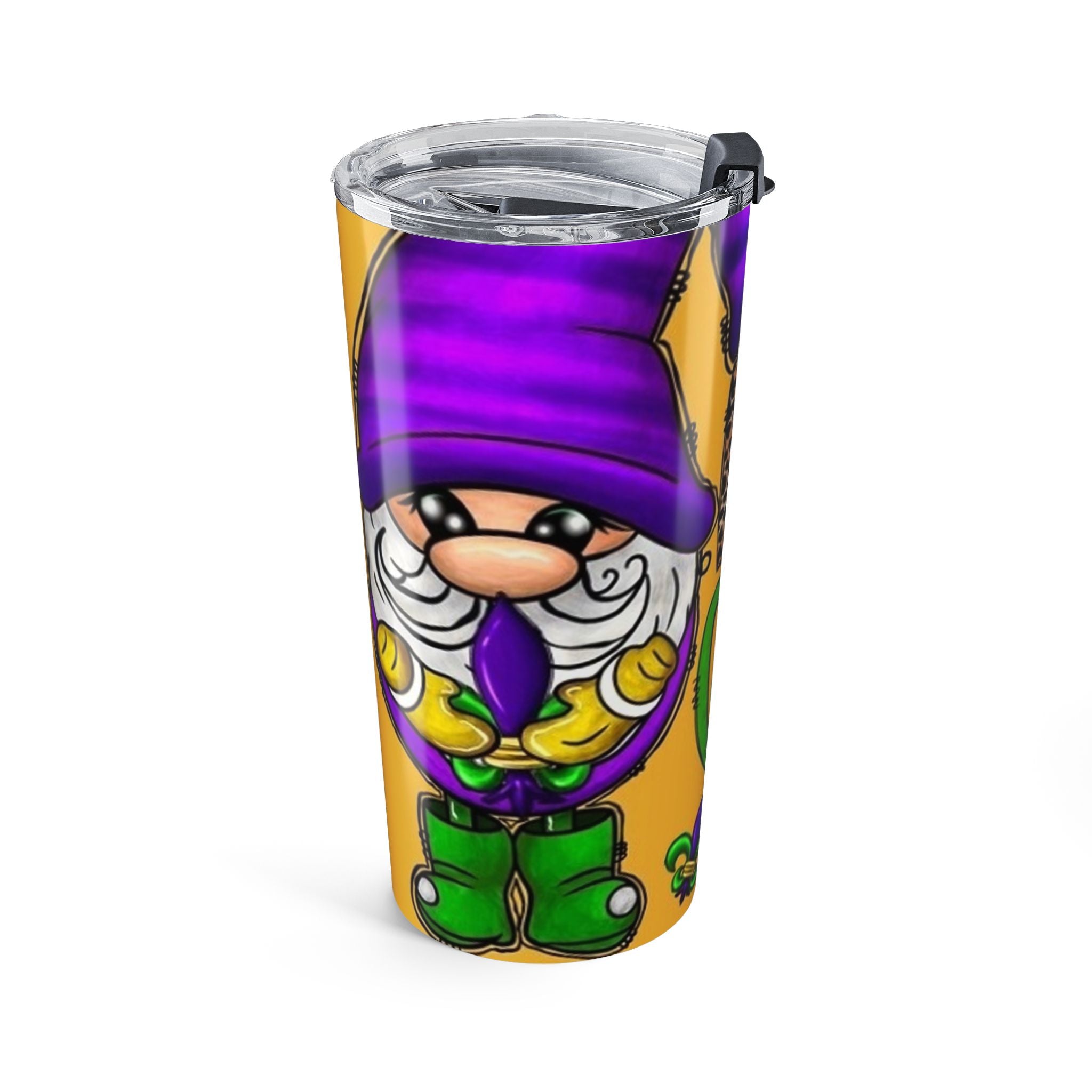 Mardi Gras Gnome 20oz Tumbler — Funny Beaded Parade Travel Cup