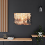 Canvas Wall Art - Misty Pine Forest Sunrise Matte Stretched Canvas