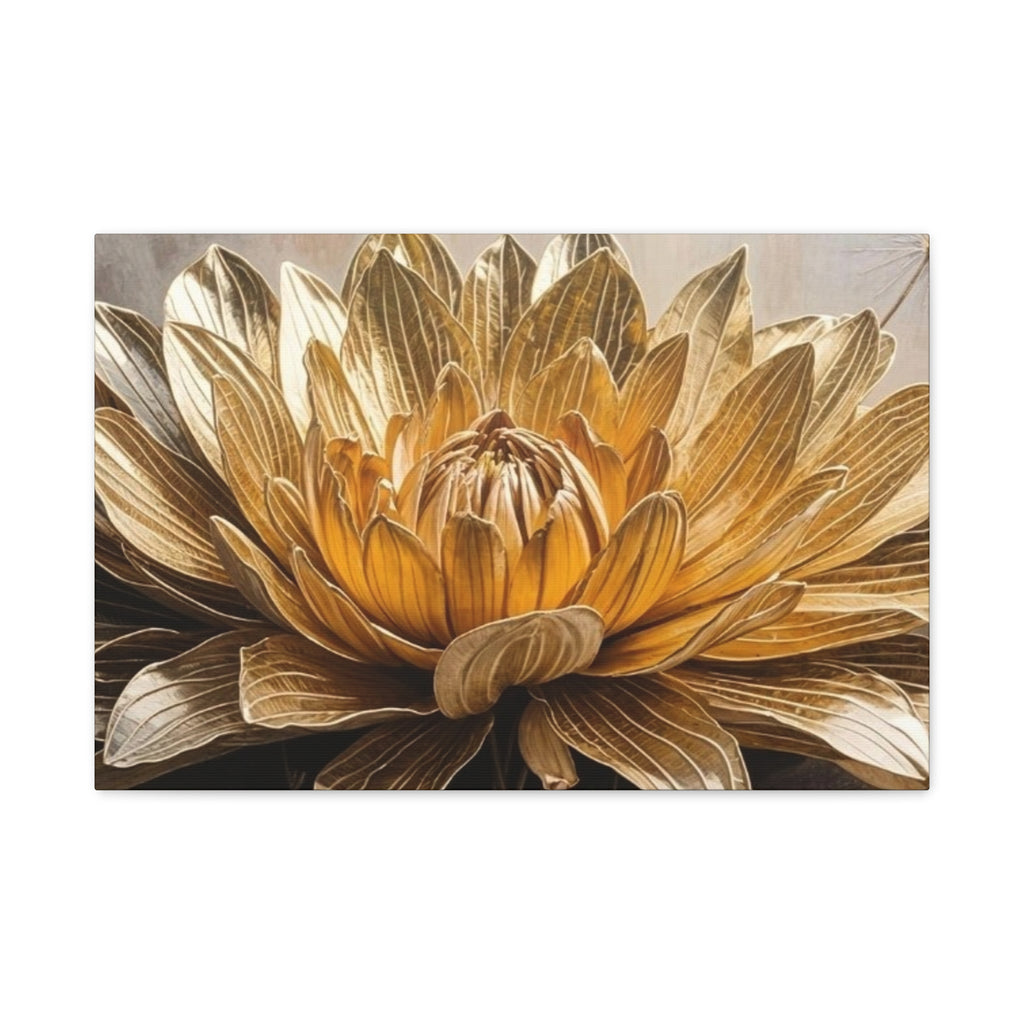 Golden Dahlia Matte Canvas Wall Art — Stretched 1.25"