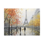 Paris Eiffel Tower Autumn Street Matte Canvas Wall Art, Stretched 1.25"