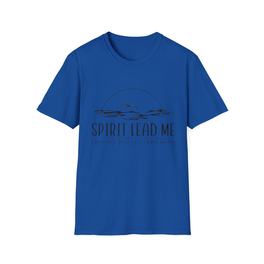T-Shirt — "Spirit Lead Me" Faith Graphic Tee with Sunset & Birds