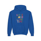 Youth Hoodie — "God Is Good All The Time" Colorful Faith Pullover