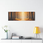 Autumn Forest Path Matte Canvas Wall Art — Golden Sunlit Woodland Scene
