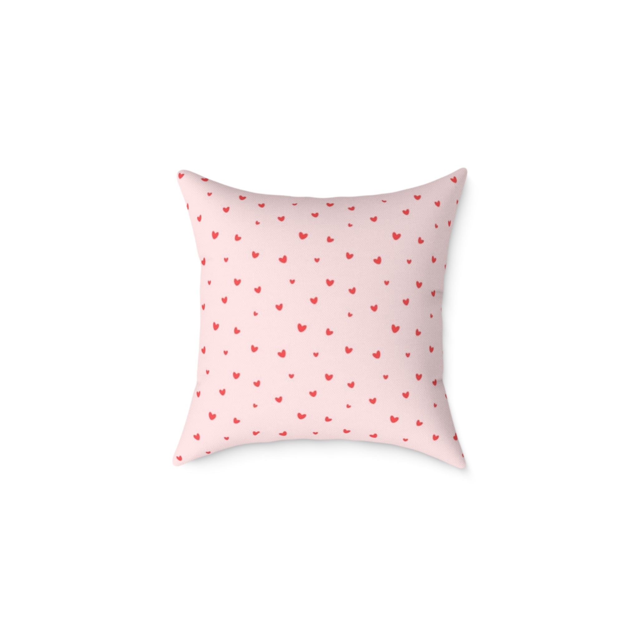 Heart Confetti Square Pillow — Pink Decorative Throw Pillow for Valentine’s Day & Romantic Home Decor