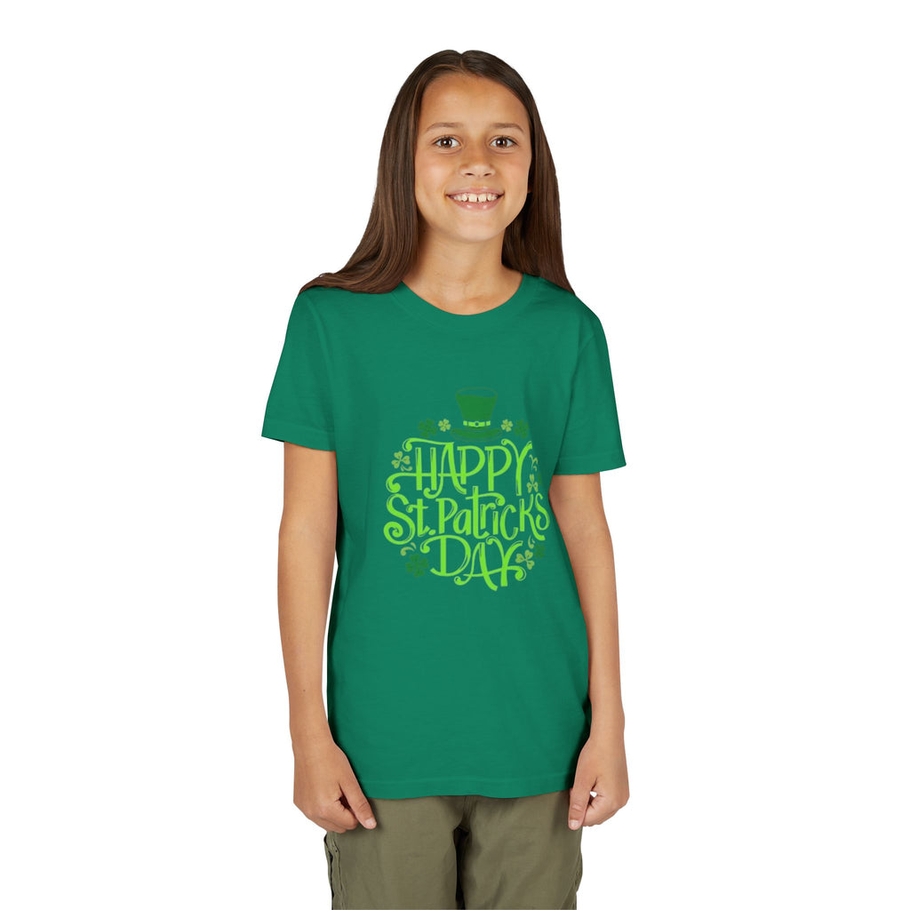 Youth Tee — Happy St. Patrick's Day Green Lettering Kids Shirt