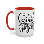 Good Morning Gorgeous Accent Coffee Mug – 11/15oz Pink Interior