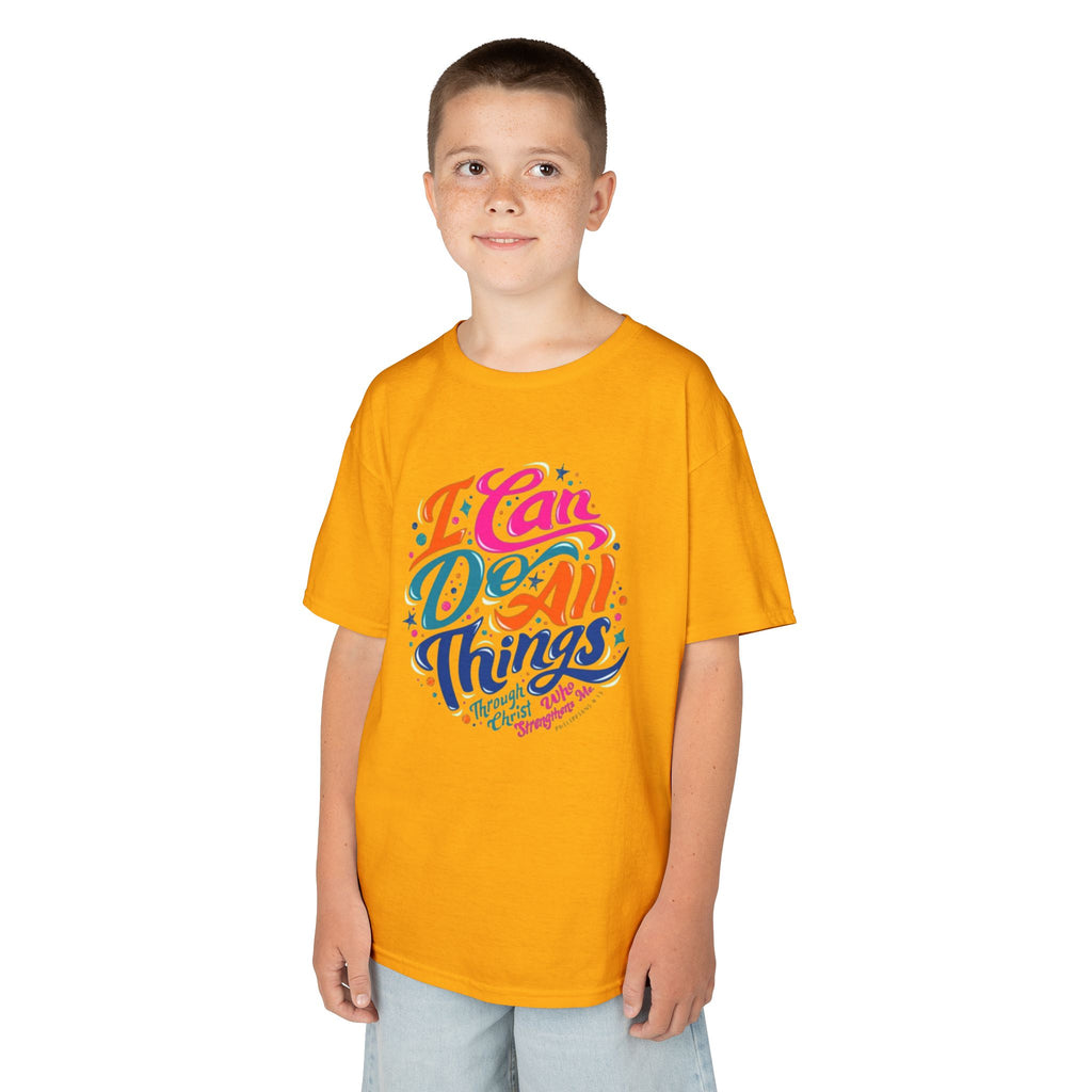Kids T‑Shirt — "I Can Do All Things" Inspirational Rainbow Tee