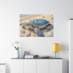 Blue Sea Turtle Canvas Art — Coastal Beach Wall Decor