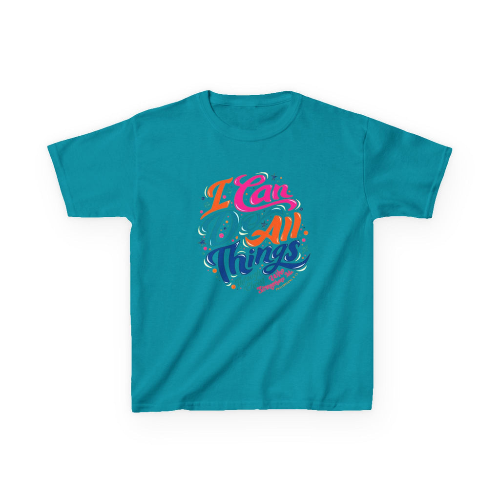 Kids T‑Shirt — "I Can Do All Things" Inspirational Rainbow Tee