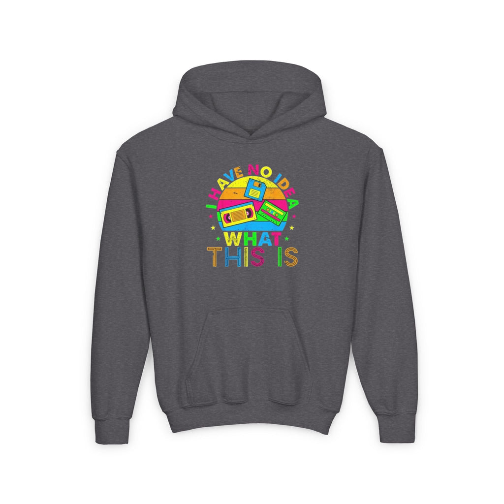 Youth Hoodie — Colorful Retro Cassette 'I Have No Idea What This Is' Graphic