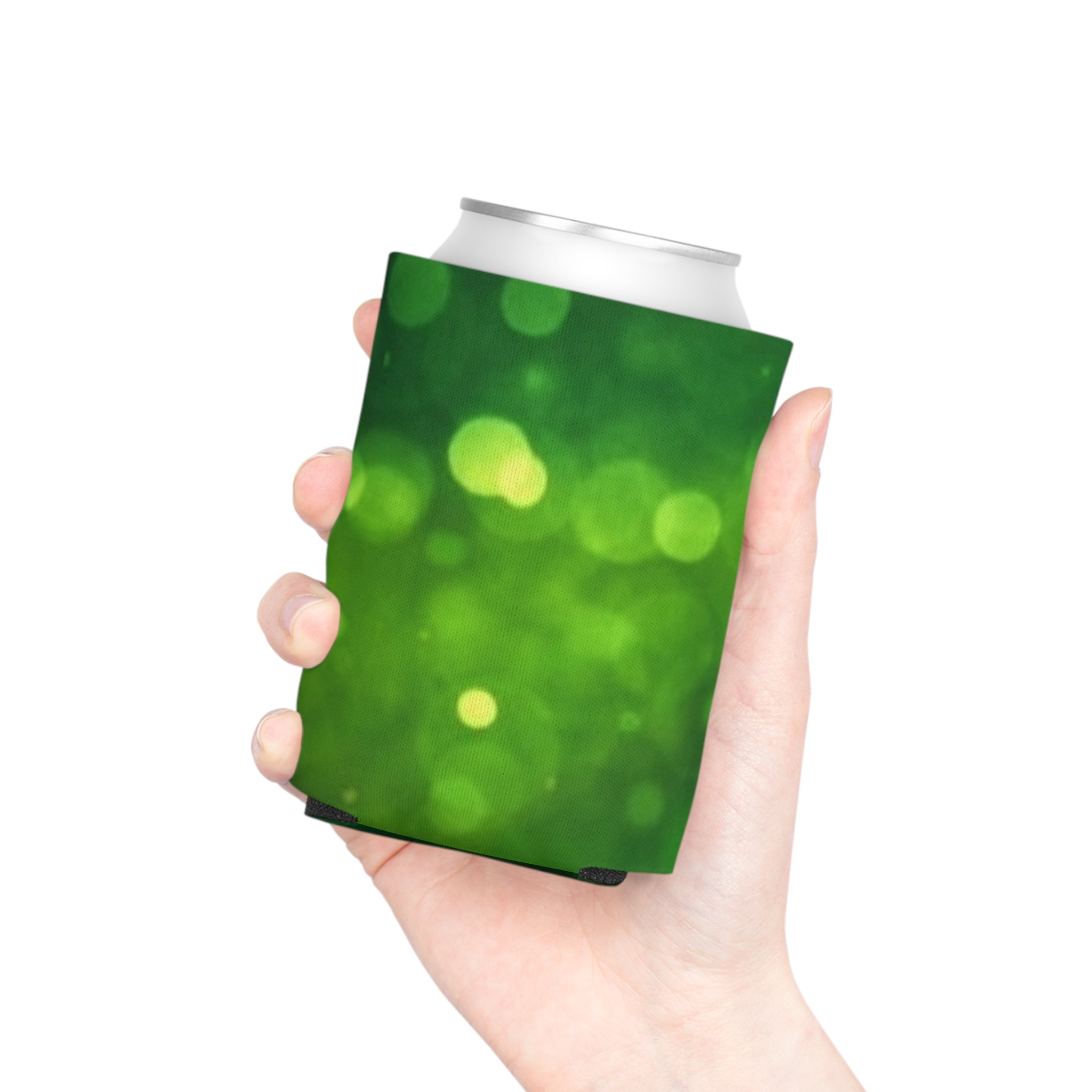 Green Bokeh Can Cooler – Insulated Beverage Koozie
