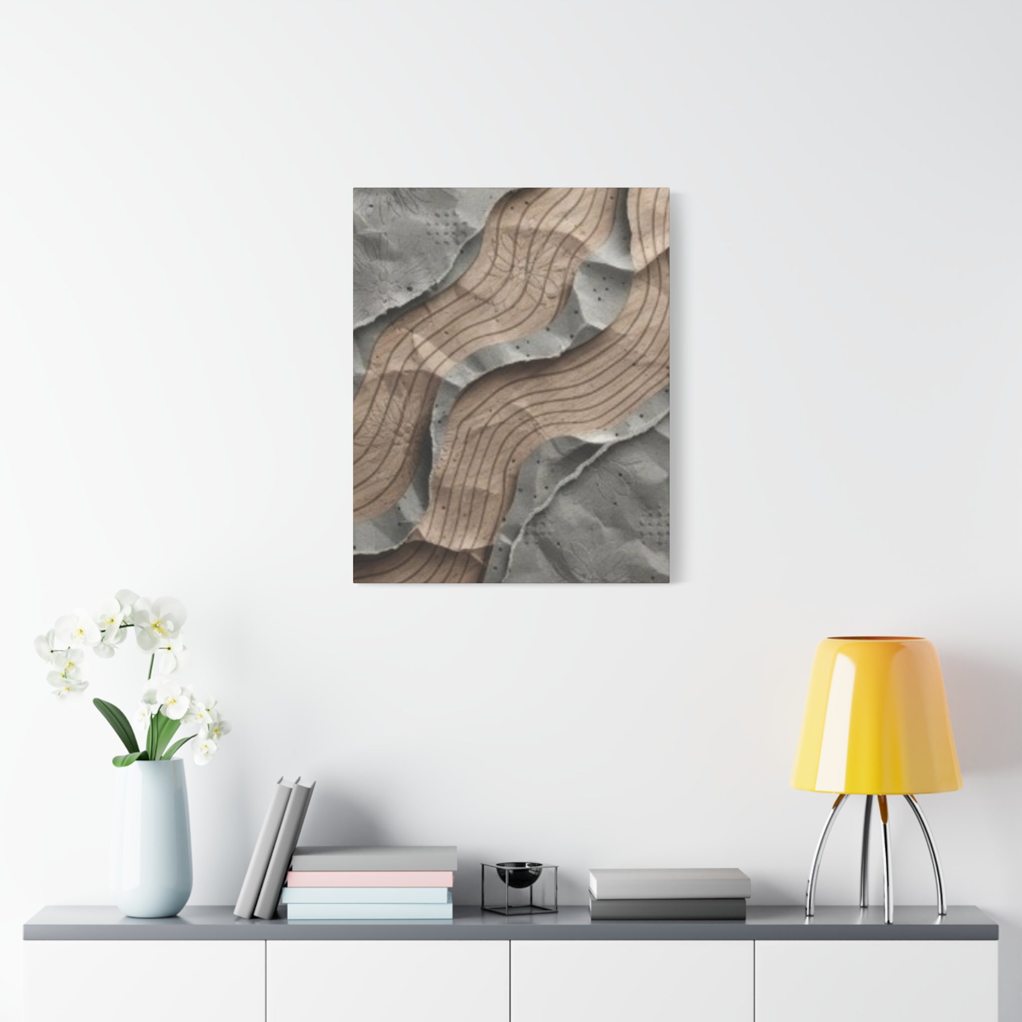 Abstract Textured Waves Matte Canvas Wall Art, Stretched 1.25"