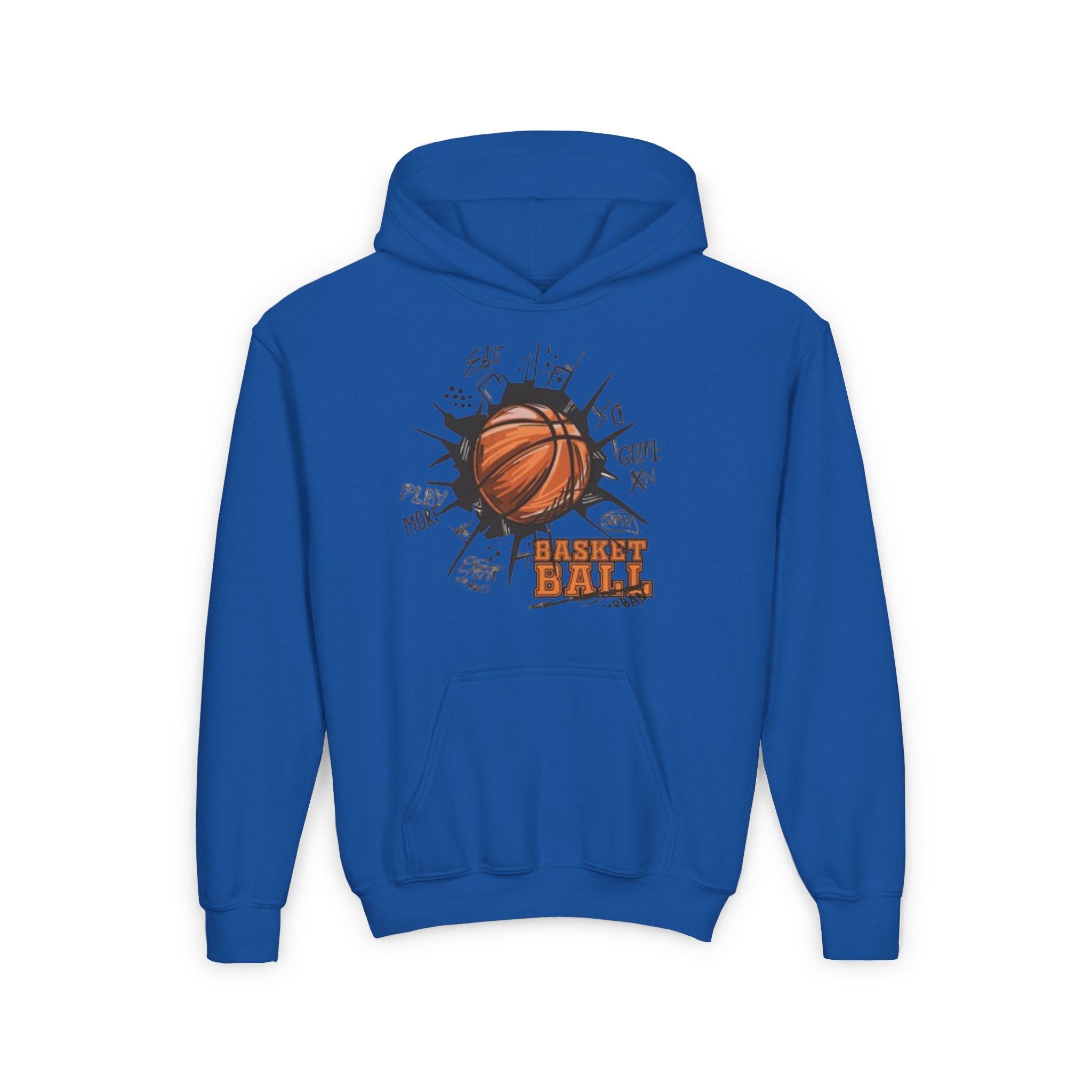 Youth Basketball Hoodie – "Basket Ball" Graphic Pullover for Kids