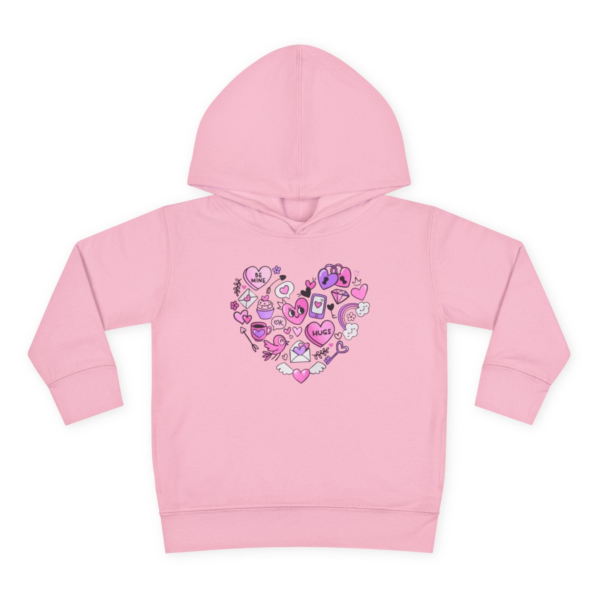 Toddler Heart Doodle Hoodie – Pink Love Icons Pullover