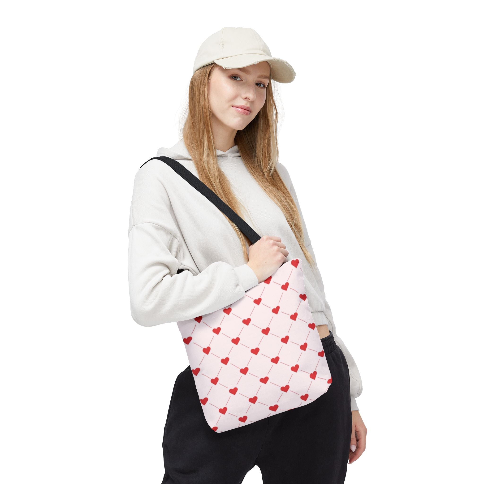Heart Pattern Tote Bag — Pink Red Valentine Shopper