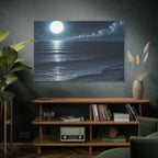 Moonlit Ocean Canvas Wall Art — Serene Night Seascape Matte Stretched Print