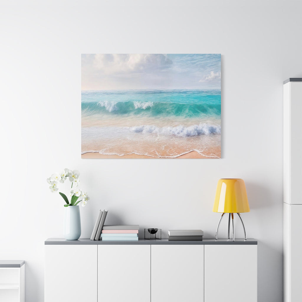 Seaside Waves Matte Canvas Print — Tranquil Beach Wall Art, Stretched 1.25"