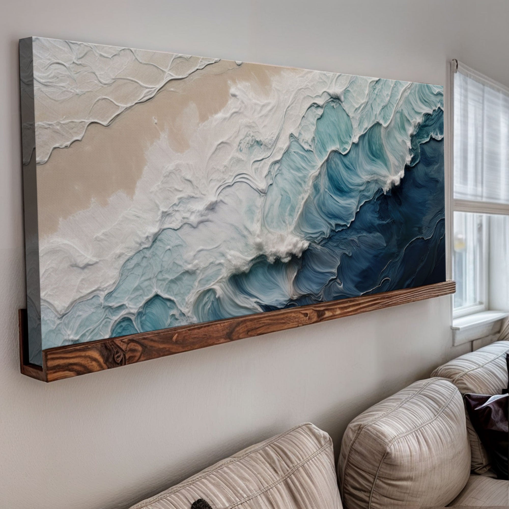 Crashing Coastal Waves Impasto Wall Art